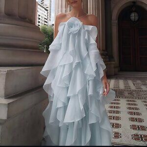 AJE Pandorea Layered Maxi Dress--Silver blue